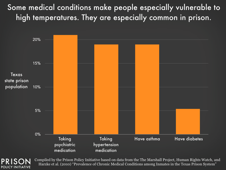 Chart showing the medical conditions making people vulnerable to high temperatures